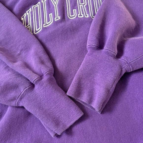 Champion Reverse Weave Sweatshirt Vintage USA Holy Cross School Crew neck Purple - Picture 8 of 15